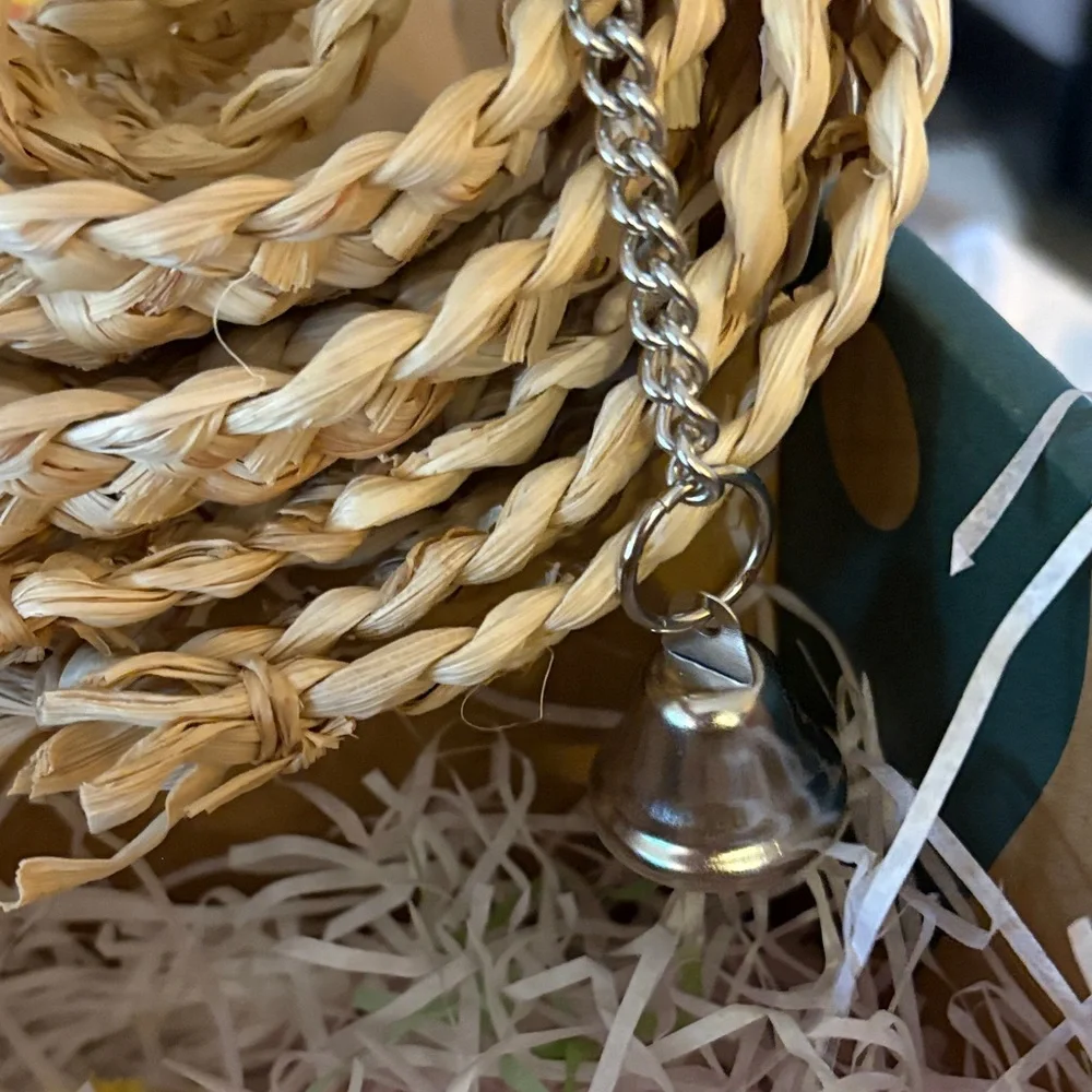 Natural Coconut Bird Toy with Orange Accents